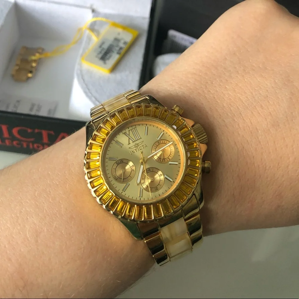 Invicta Angel Women's Quartz Watch 38mm Gold Tone – Mint Condition
